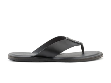 Thong Sandals In Black Leather